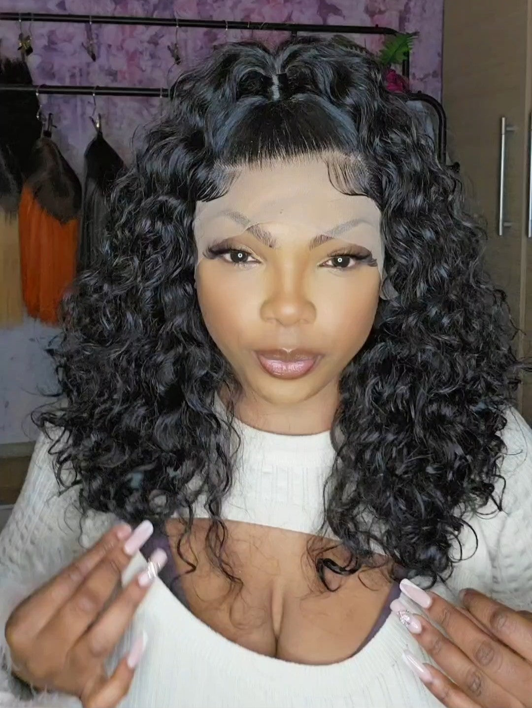 Half up Half down water wave frontal wig