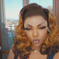 Gold and brown highlight bouncy curls wig