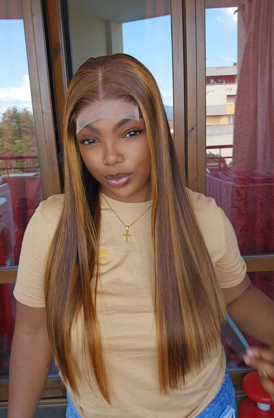 Highlight closure wig