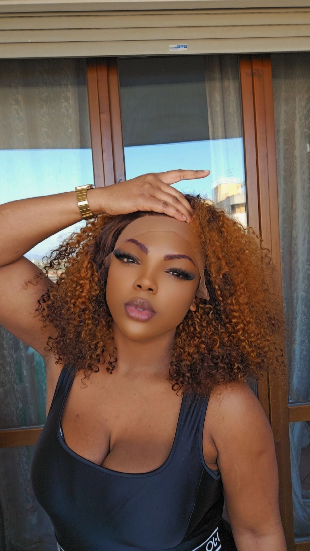 Ombre pixiecurls fronatal wig