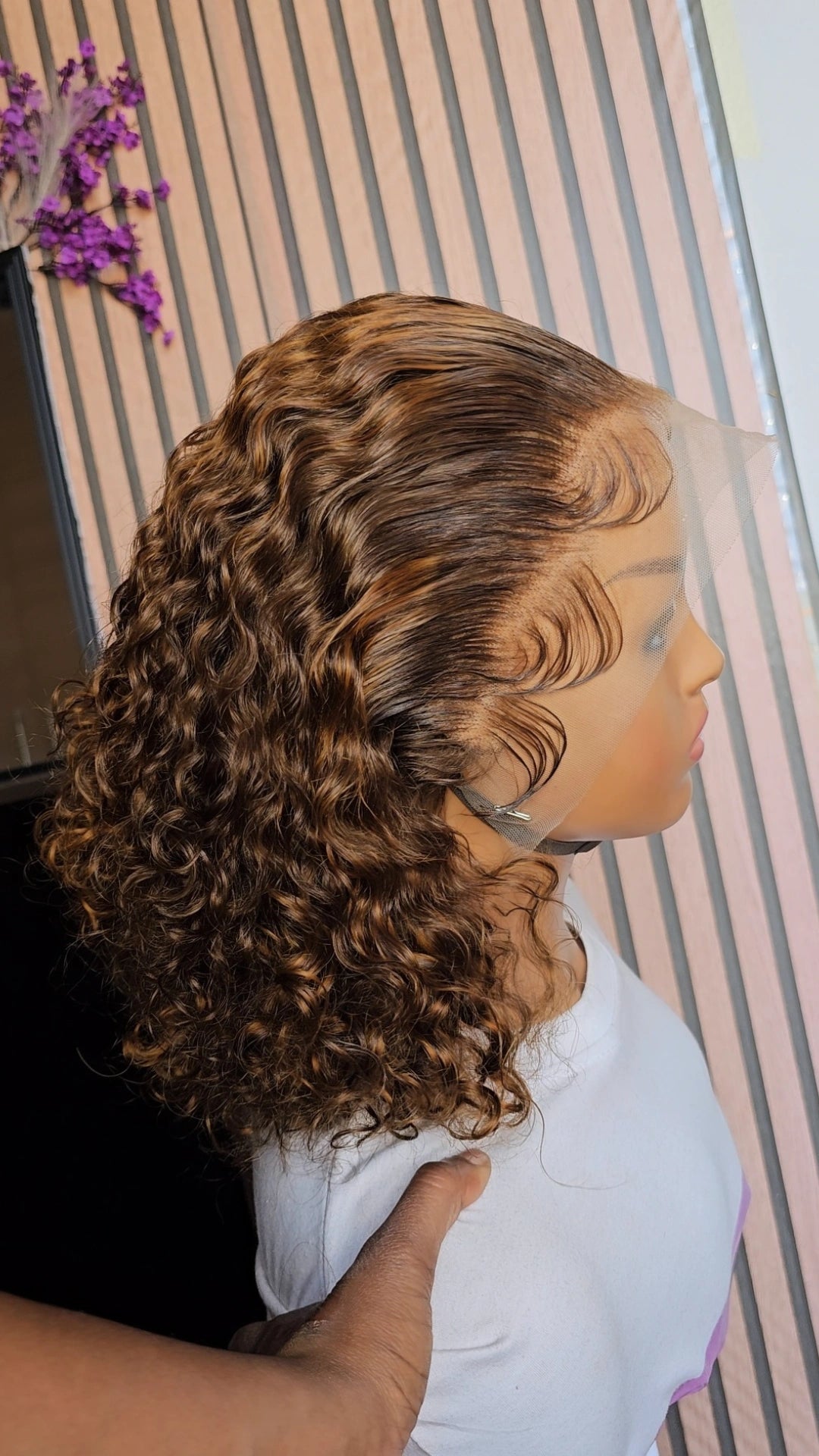 Curly highlight frontal wig